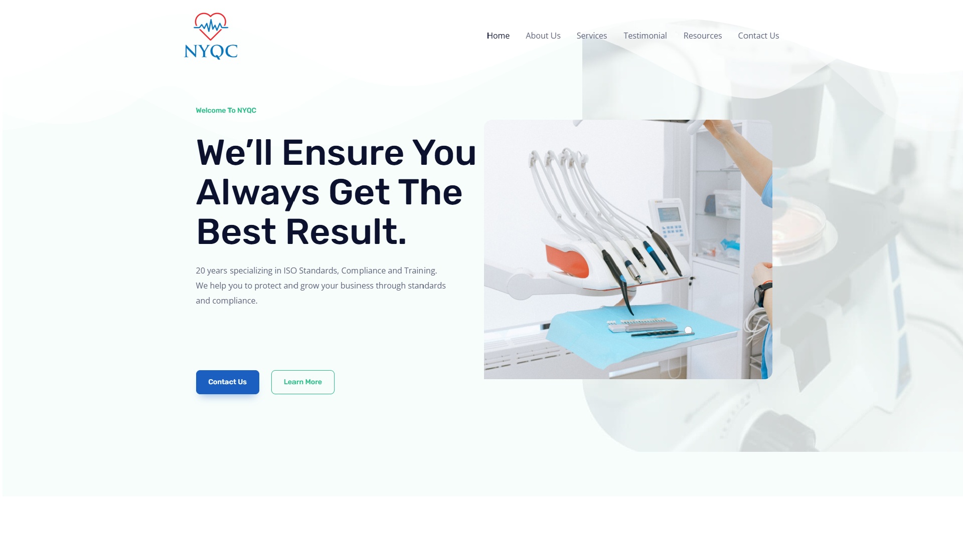 NYQC quality assurance website showing improved design and analytics